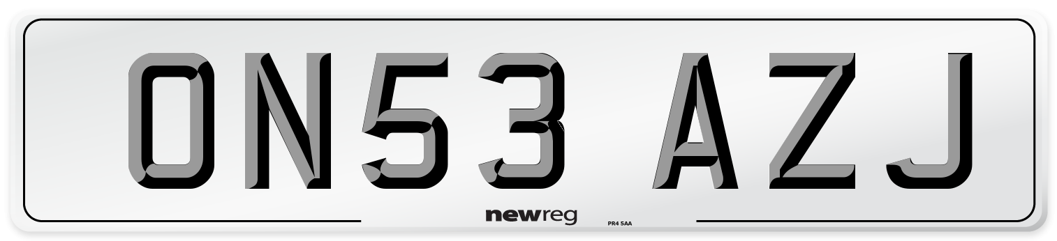 ON53 AZJ Number Plate from New Reg